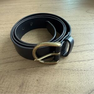 Madewell Black Leather Belt with Gold/Brass Buckle